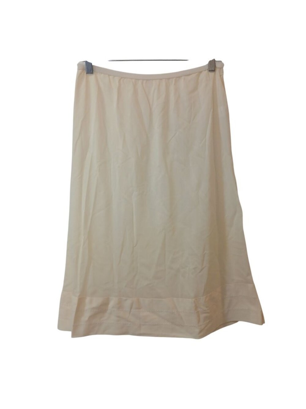 Vintage Cream Nylon Half Slip Size M Embroiderd Trim Hem Union Made In USA #I-5